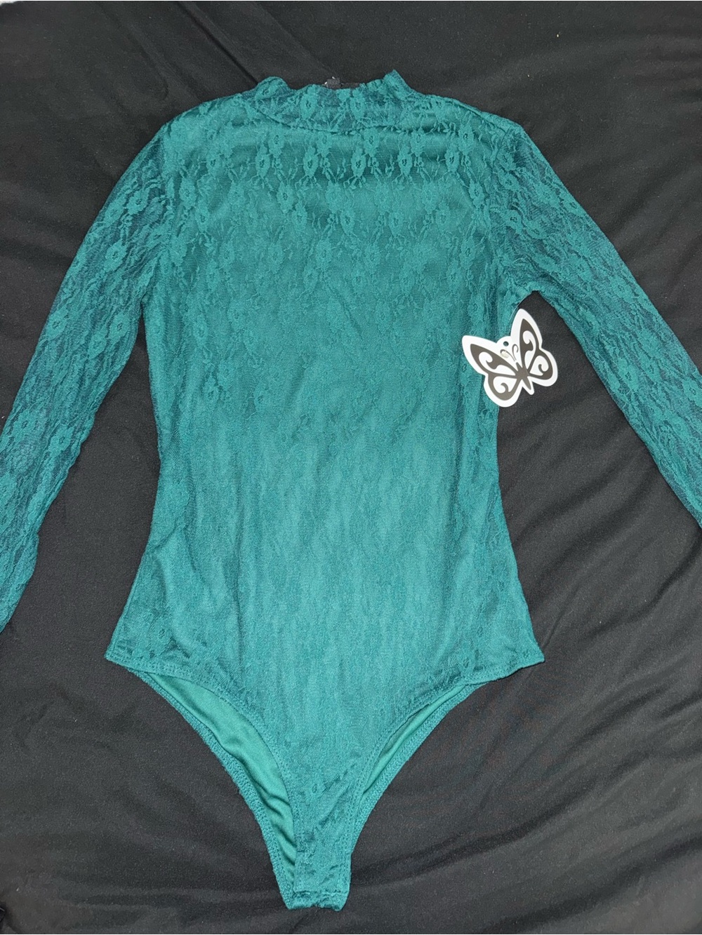 Long-Sleeve Lace One-Piece Bodysuit